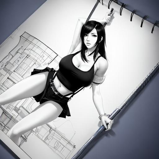 Tifa escaping drawing